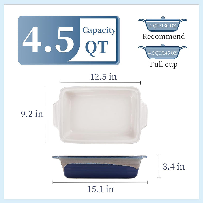 Ans LOVECASA 45 Qt Nonstick Casserole Dish with Lid - 9x13 Inch Lasagna Pan for Dinner Parties - Gradient Red