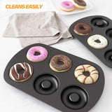 Tiawudi Non-Stick 6-Cavity Donut Baking Pans, Makes Individual Full-Sized 3 1/4" Donuts, Set of 3