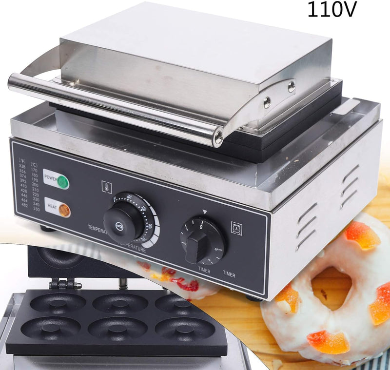 Commercial Donut Maker Machine Stainless Steel 110V 1550W - 6 Doughnut Capacity