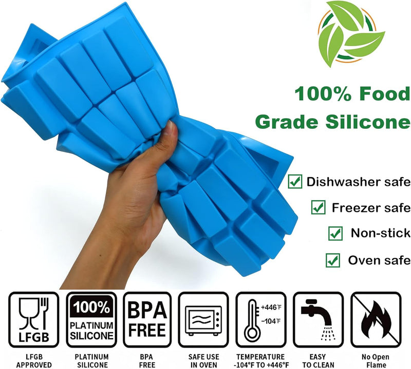 Silicone Granola Bar Mold - 3 Pack 8-Cavity Rectangle Energy Bar and Baking Molds