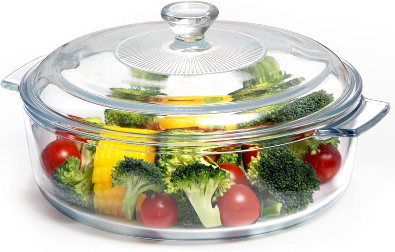 Glass Square Casserole Dish with Lid - Oven and Microwave Safe 08L