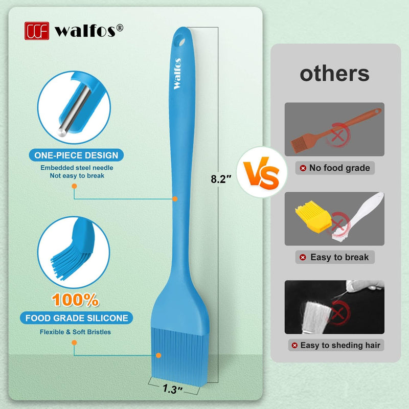 Walfos Silicone Basting Pastry Brush Set 2 Pcs - Heat Resistant for BBQ Baking  Cooking