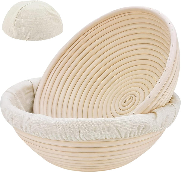 Sourdough Bread Banneton Proofing Basket Set - 9 Round for Artisan Baking