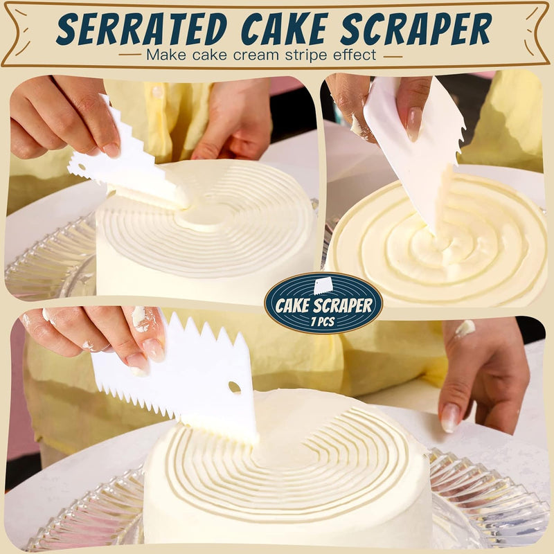 Teenitor 7-Piece Cake Scraper Set for Icing Dough and Fondant