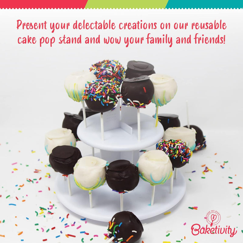 Baketivity Cake Pop Kit - No Mold or Maker Needed Stand and Baking Set for Kids  Kosher