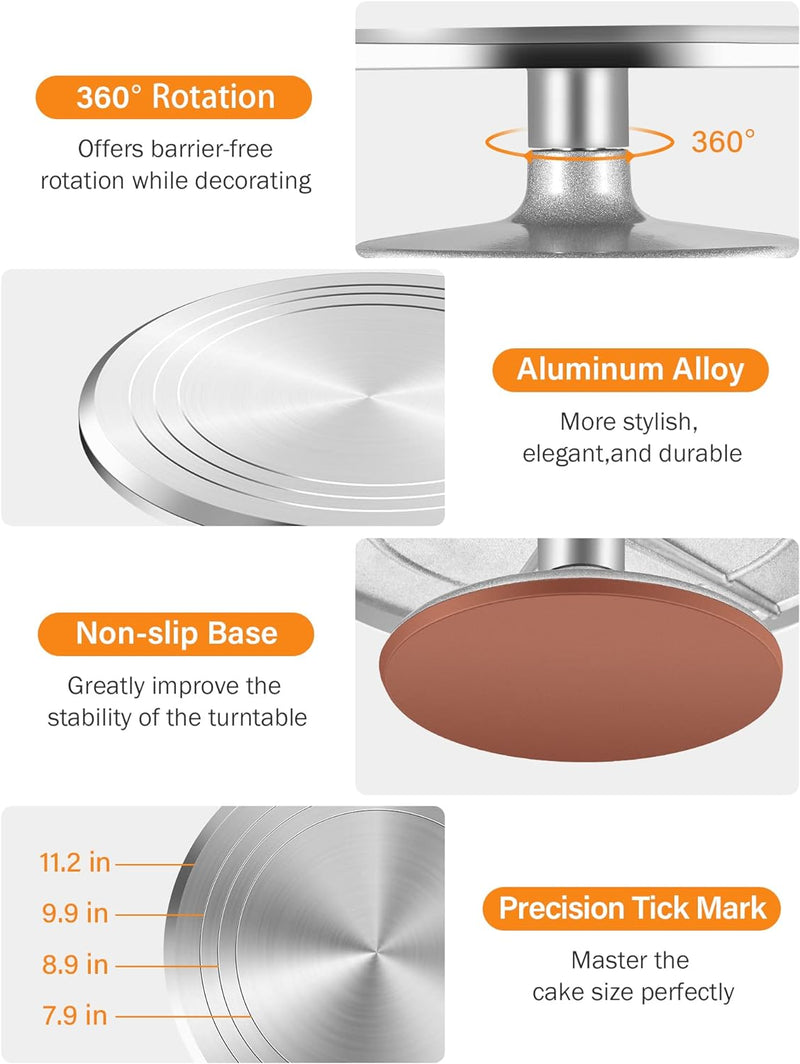 Kootek 177 Pcs Cake Decorating Kit - Revolving Turntable  Numbered Tips for Baking  Frosting