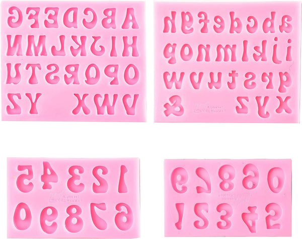 Silicone Letters and Numbers Molds for Baking and Decorating - 4 Pack