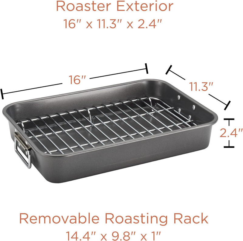 Farberware Nonstick Roaster with Rack - 11 x 15 - Gray