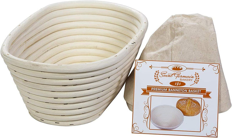 Round Bread Banneton Basket with Liner - 10 inch Oval Brotform Proofing Basket