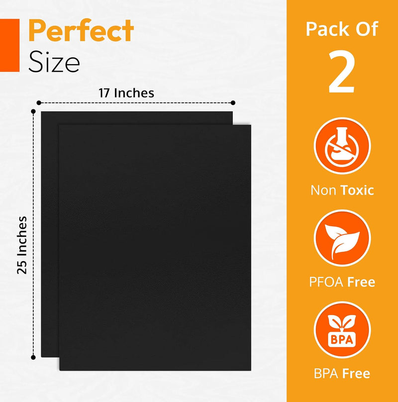 2-Pack Large Non-Stick Oven Liners - 17x 25 BPA  PFOA Free