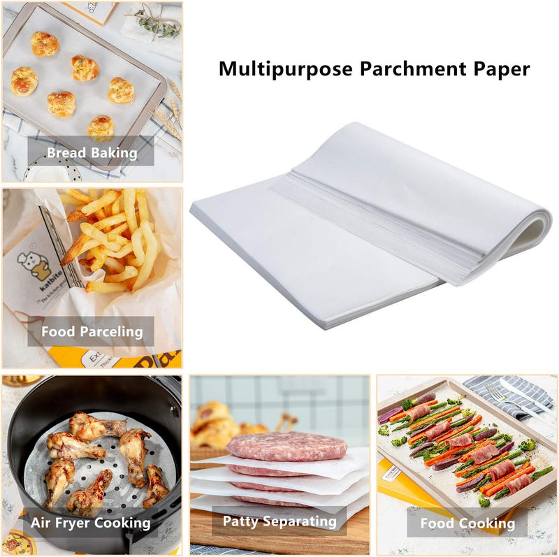 Katbite 200PCS Parchment Paper Sheets - Heavy Duty 12x16 Inch for Baking Cooking Frying Air Fryer Grilling Oven