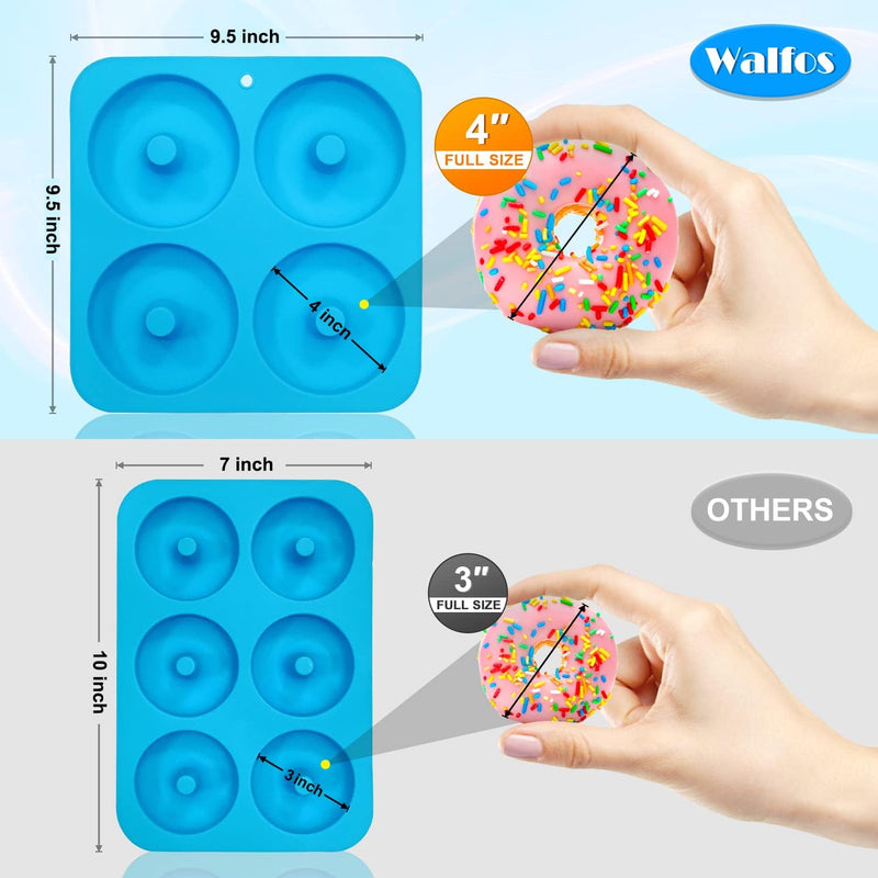 Walfos 4 Inch Silicone Donut Mold - Non-Stick Heat Resistant Set 3PK