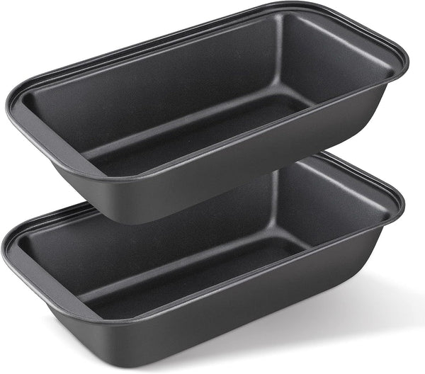 Carbon Steel Nonstick Loaf Pan Set for Baking Homemade Bread and Cakes - Grips Handles Gray 2 pack