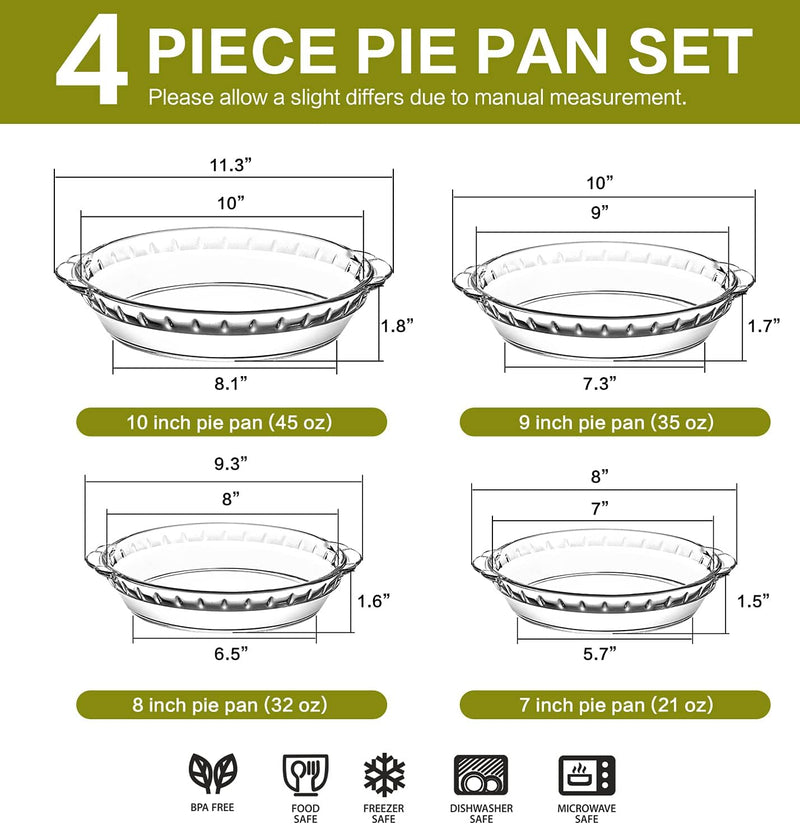 MCIRCO 9 Glass Pie Plates with Handles - Set of 3