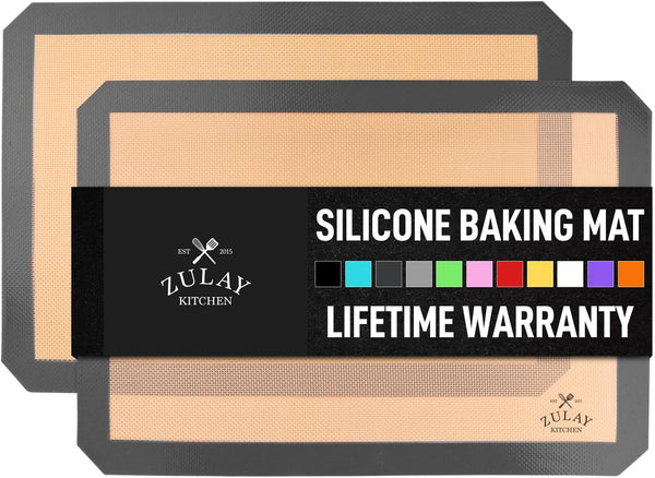 Zulay Kitchen 2-Pack Silicone Baking Mat Sheet - Nonstick Reusable Mats - 165x116 - Dark Gray