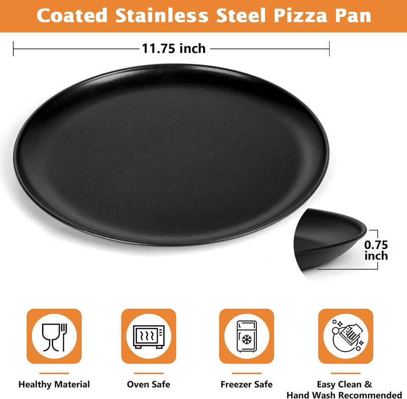 TeamFar 12 Stainless Steel Round Pizza Pan - Heavy Duty  Dishwasher Safe