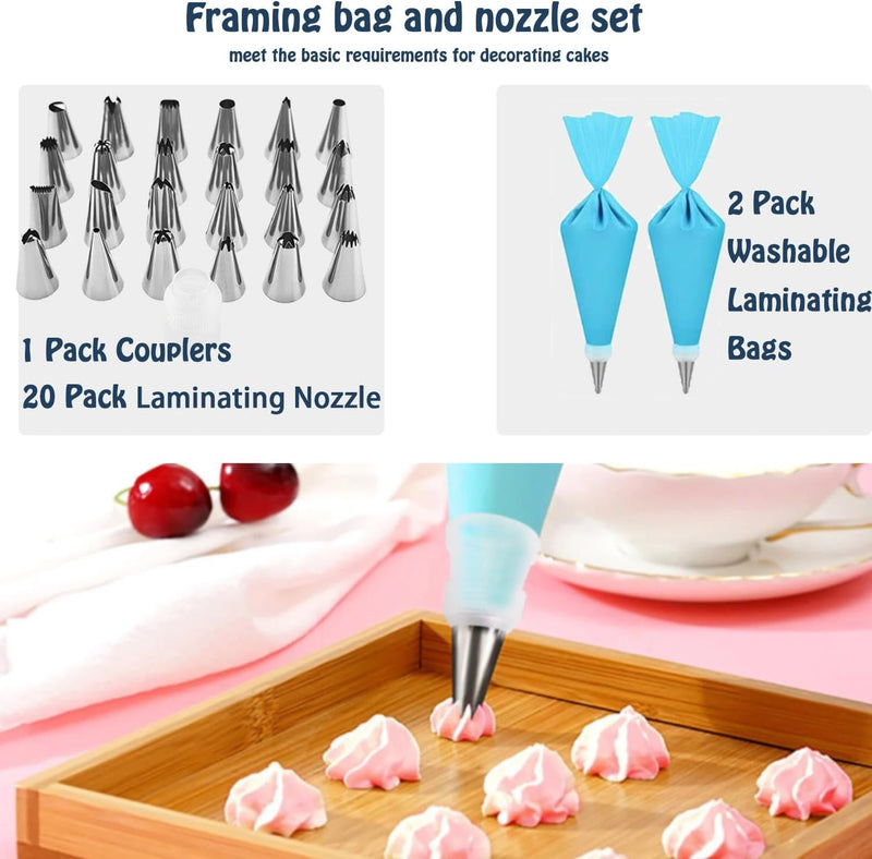 Cake Decorating Kit - 12 Turntable 35 Supplies 24 Piping Tips Spatula Leveler