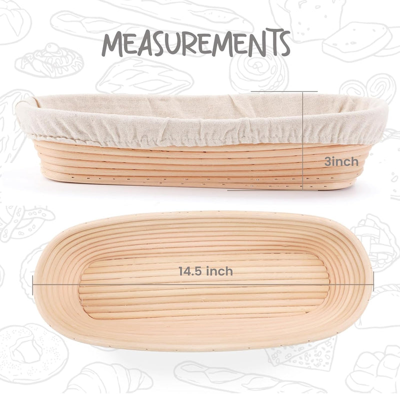 Sourdough Bread Proofing Baskets - Set of 2 with Liners