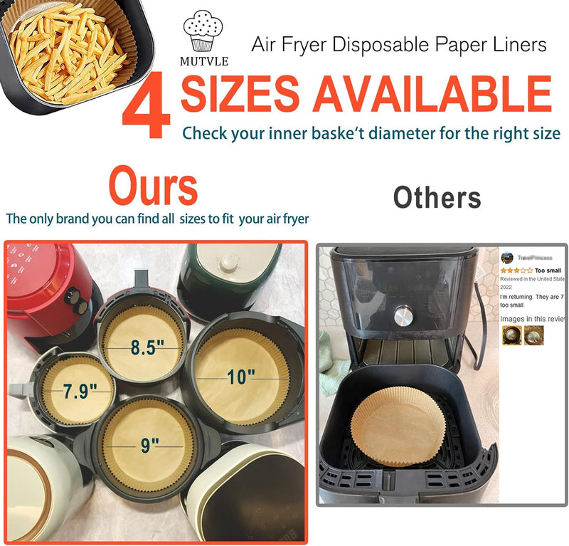 Large Square Air Fryer Liners - 125 Pcs Parchment Paper for 5-8QT Fryers OilWater Proof for BakingRoasting