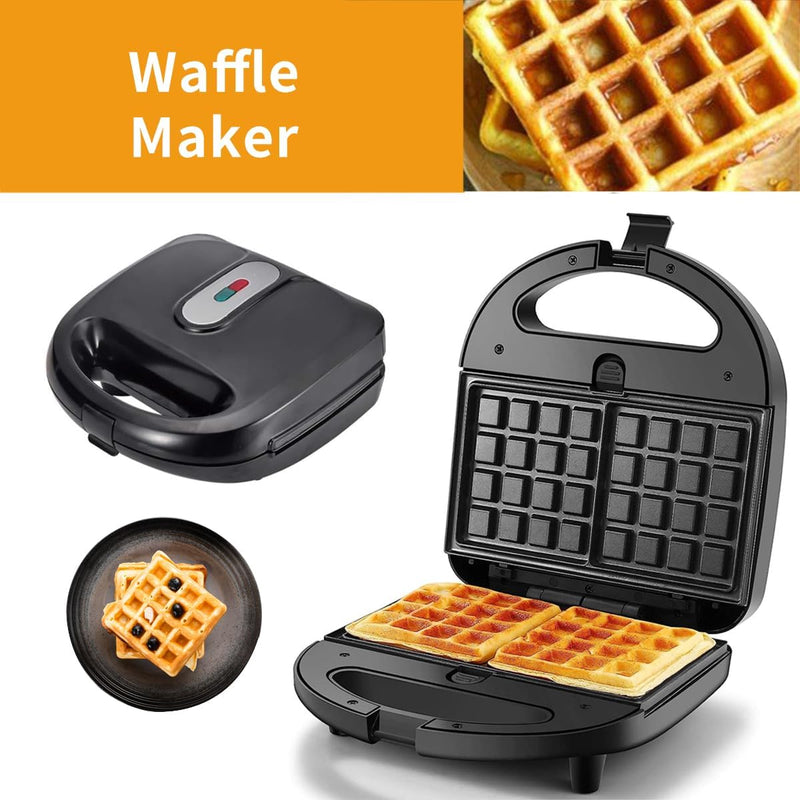 Baotkere 3-in-1 Donut Maker Waffle Sandwich Press Panini Grill Iron Set with Interchangeable Plates - 750W Dessert Toaster for Breakfast