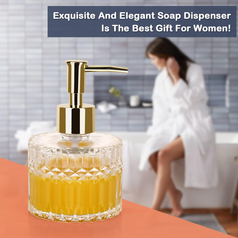 Multipurpose Glass Soap Dispenser - Gold with Easy Cleaning