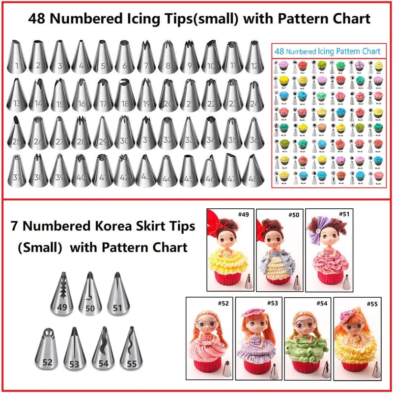 ANSLYQA 345 Pcs Cake Decorating Kit with Cake Turntable & Leveler,55 Numbered Icing Piping Tips,2 Spatulas,3 Comb Scrapers,2 Tip Couplers,102 Pastry Bags,100 Paper Cupcake Liners