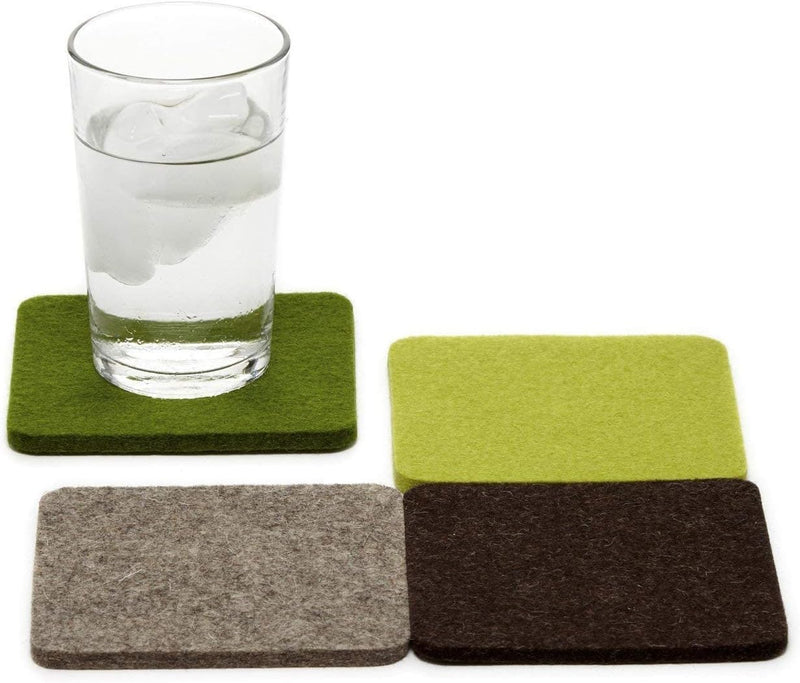 Graf Lantz Felt Coasters - Set of 4 Merino Wool Ocean Water-Wicking Stain-Resistant Absorbent