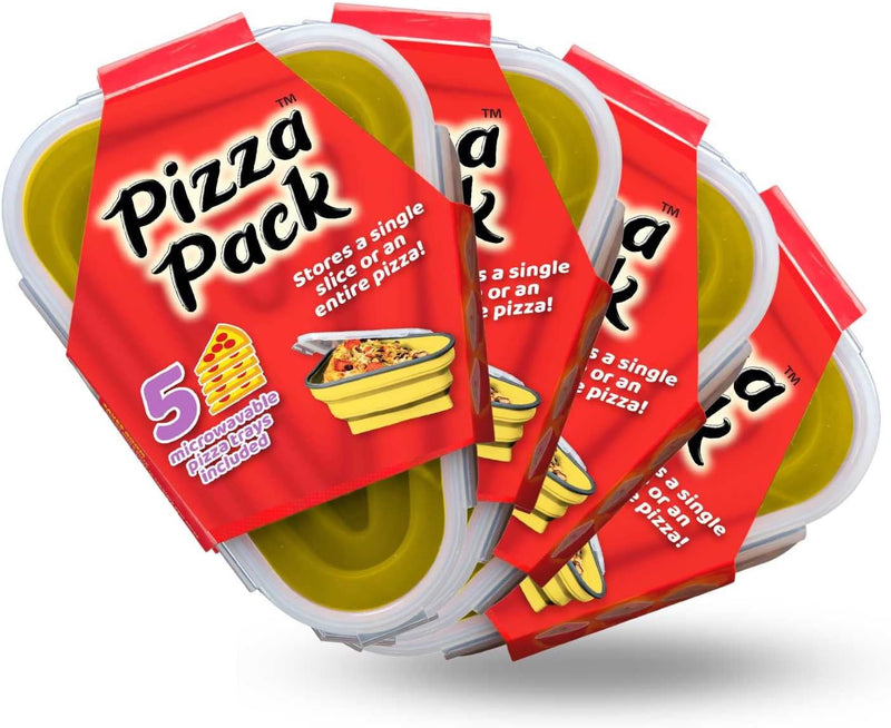 The Perfect Pizza Pack - Reusable Pizza Storage Container with 5 Microwavable Trays - BPA-Free Organizer for Space-Saving Red