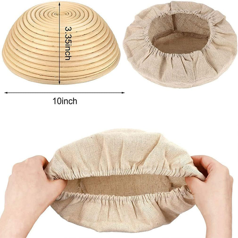 Rattan Proofing Basket with Liner and Cover - Round 10 Inch