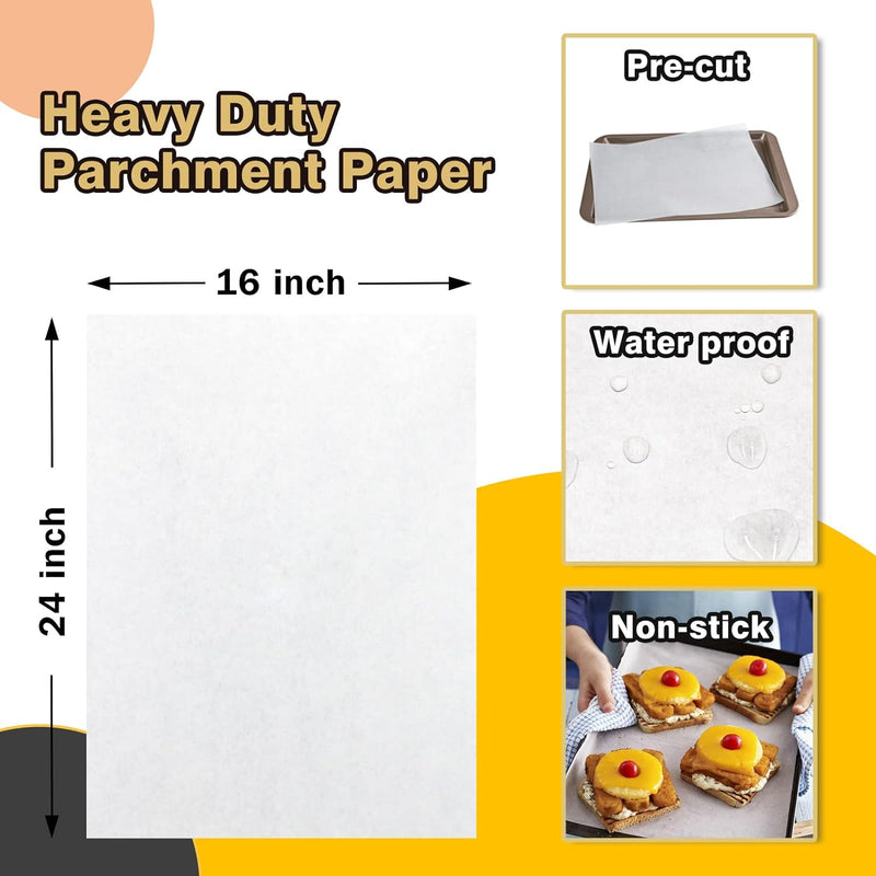 Katbite 200PCS Parchment Paper Sheets - Heavy Duty 12x16 Inch for Baking Cooking Frying Air Fryer Grilling Oven