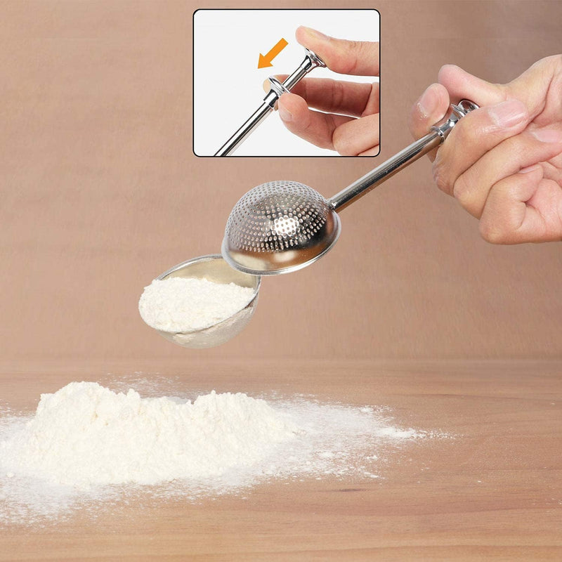 HULISEN Flour Duster One-Handed Operation Stainless Steel Powdered Sugar Shaker Sifter