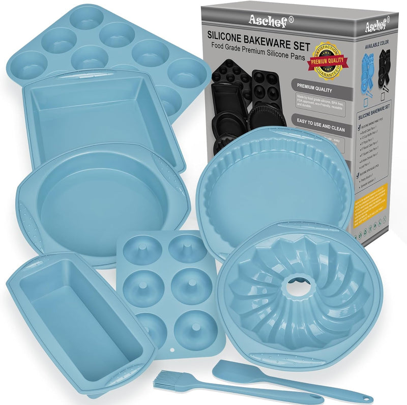 9in1 Nonstick Silicone Baking Bundt Cake Pan and Tools Set