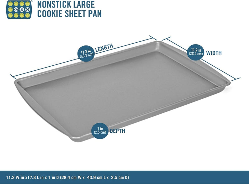 G  S Metal Nonstick Cookie Sheet 173 x 112 Gray - Large Bakeware Pan