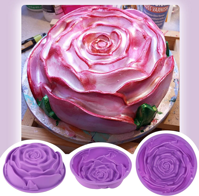 3 Pack Flower Silicone Cake Molds - Round  Flower Shaped Baking Trays for Birthday Parties