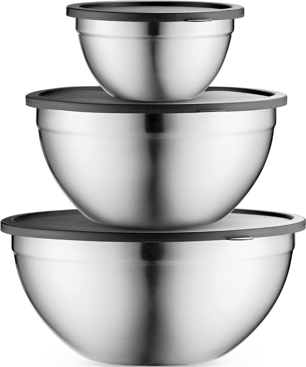 Table Concept Mixing Bowls with Airtight Lids, Stainless Steel Nesting Bowl Set for Space Saving Storage, Ideal for Cooking, Baking, Prepping & Food Storage