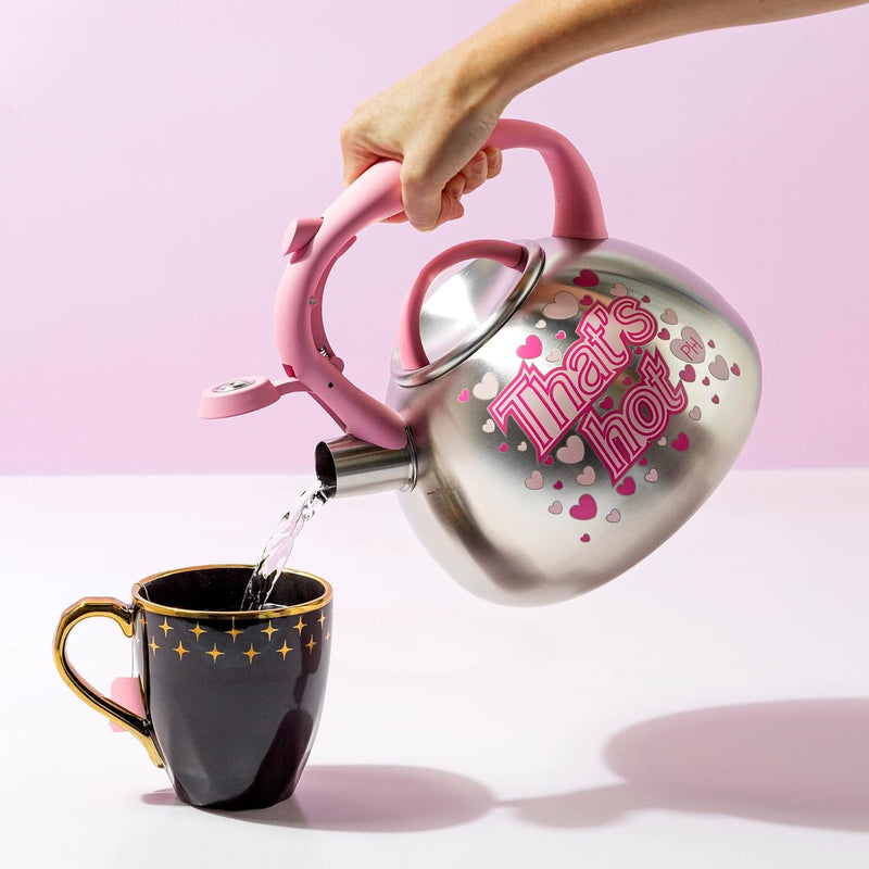 Paris Hilton Color Changing Tea Kettle Stainless Steel Soft Touch Handle 25-Quart Pink