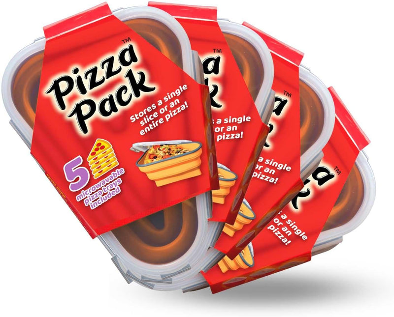 The Perfect Pizza Pack - Reusable Pizza Storage Container with 5 Microwavable Trays - BPA-Free Organizer for Space-Saving Red