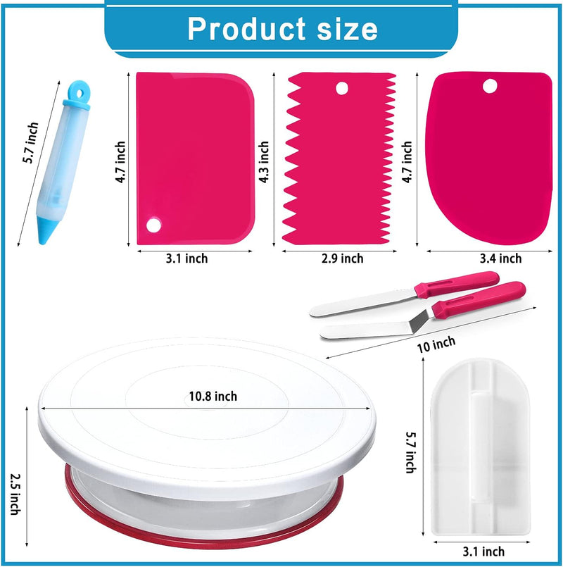 Cake Decorating Supplies Kit - 307 Pcs with Turntable Stand 48 Numbered Icing Tips Patterns and E-Book