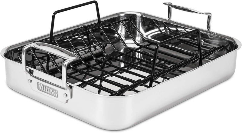 Viking 3-Ply Stainless Steel Roasting Pan with Nonstick Rack - Dishwasher and Oven Safe