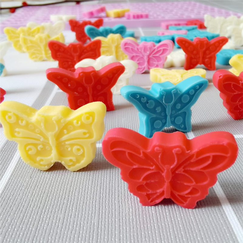 Mini Butterfly Silicone Molds for Chocolate Gummy Candy and Ice Cubes with Scraper