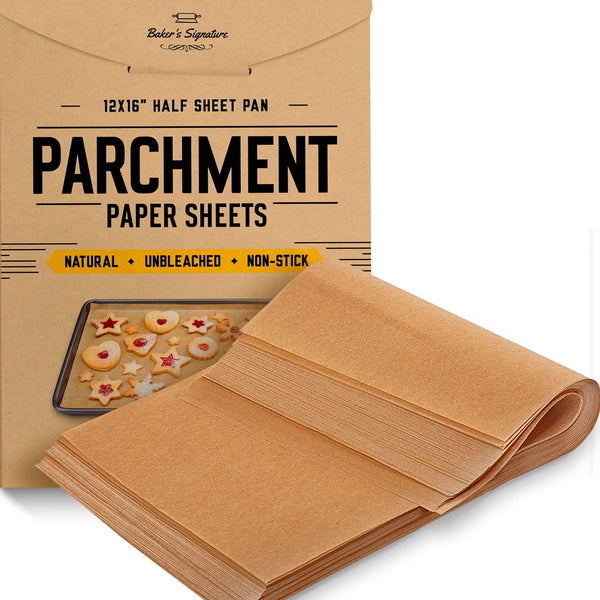 Bakers Signature Parchment Paper Baking Sheets - Non-Stick  Unbleached 120 Pack 12x16 Inch