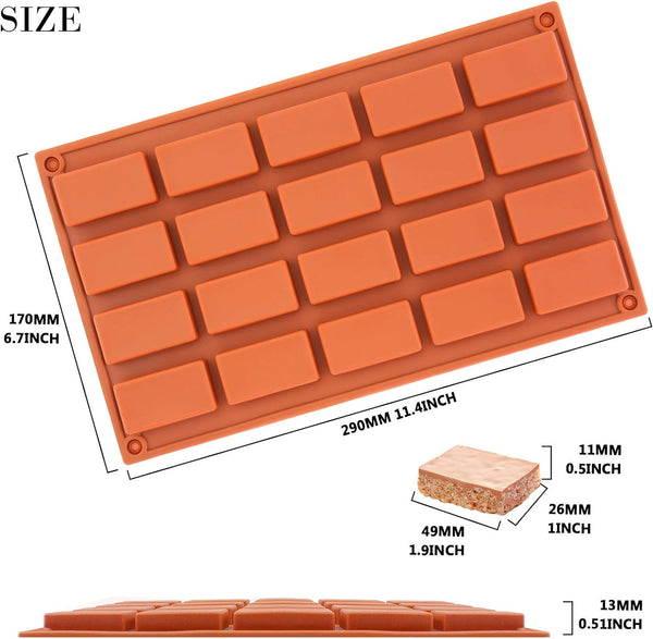 Rectangular Chocolate Candy Bar  Soap Silicone Mold - 20 Cavities