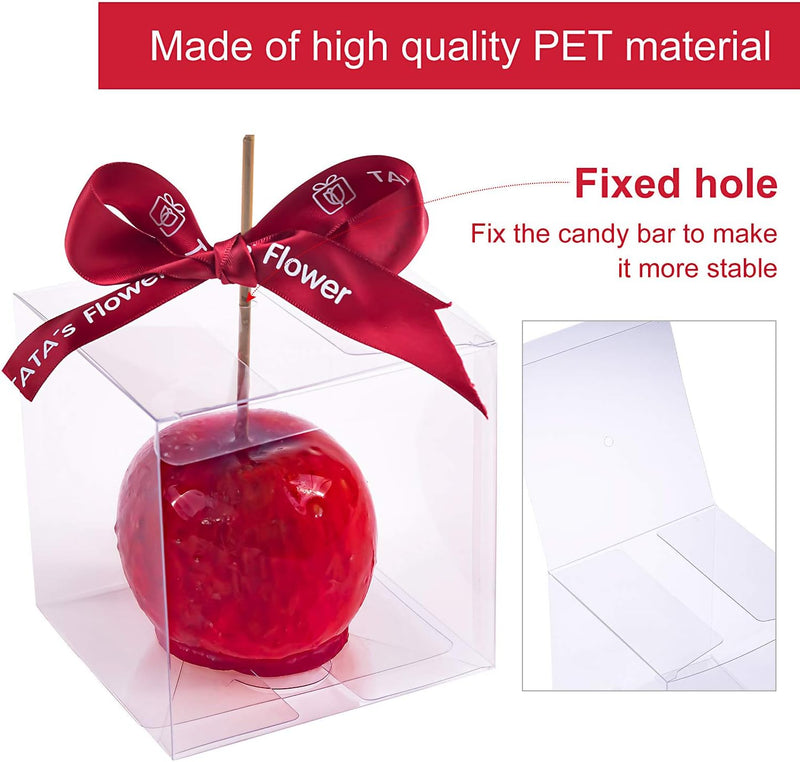 Candy Apple Boxes 20-Pack - Clear Food-Grade Favor Boxes for Treats 4x 4x 4