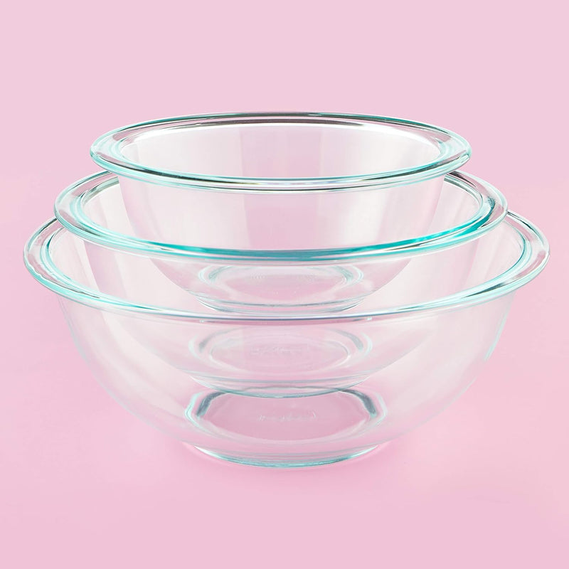 Pyrex Mixing Bowl Set - 3-Piece Smart Essentials Glass DishwasherMicrowaveFreezer Safe