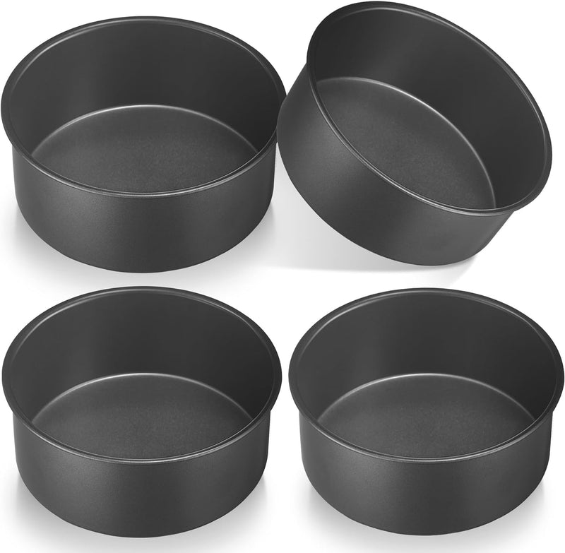 HONGBAKE 8 Round Cake Pan Set - Nonstick 2 Pieces - Dishwasher Safe  Heavy Duty Grey