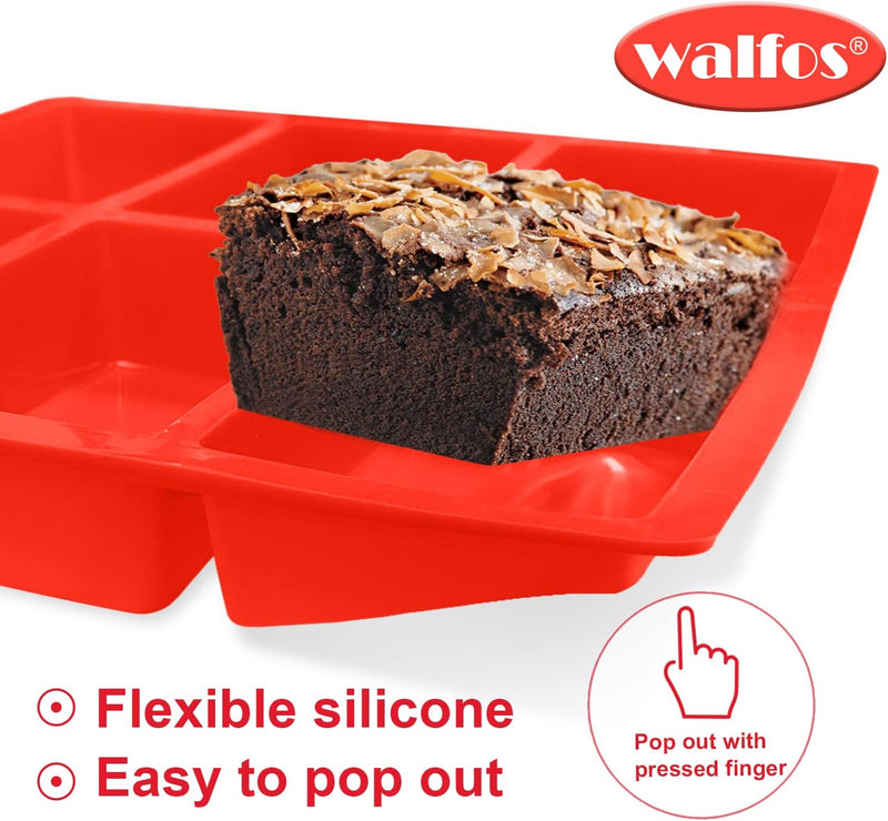 Walfos Silicone Mini Loaf Pan - 12 Cavities Non-Stick Food Grade - Ideal for Mini Bread Brownies Cornbread Cheesecake  Chocolate