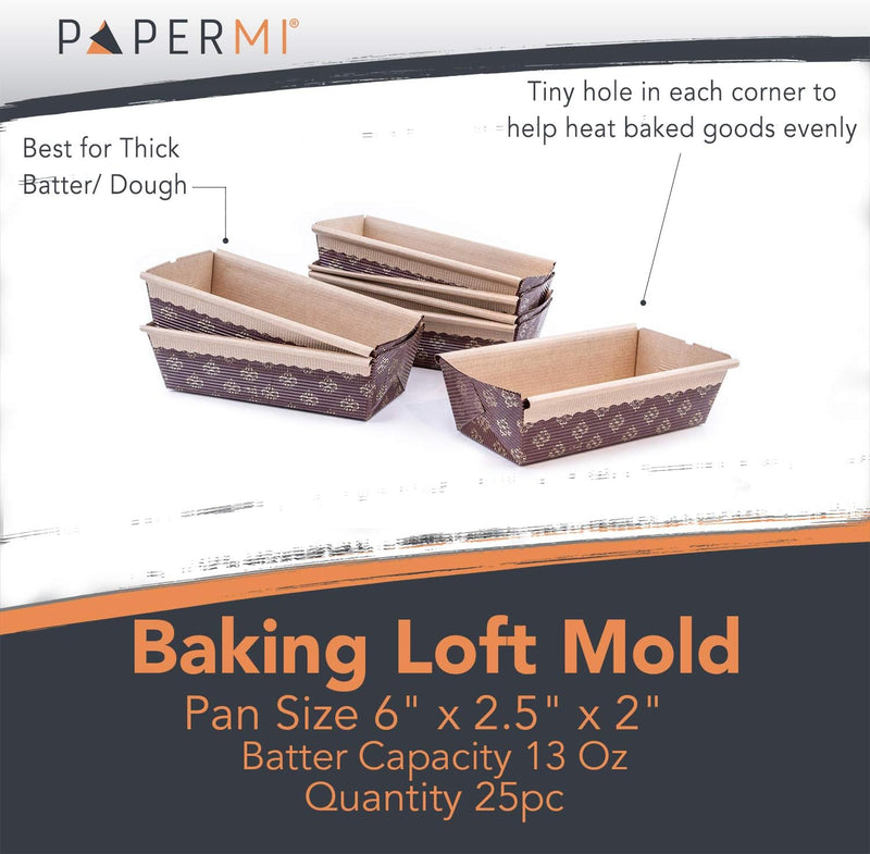 Disposable Paper Loaf Pan - 25ct 9 x 3 x 275 All-NaturalRecyclableMicrowaveFreezer Safe