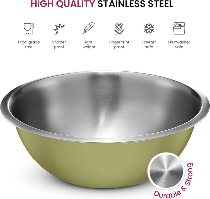 Stainless Steel Mixing Bowl Set - Space Saving Easy to Clean 5 Pieces