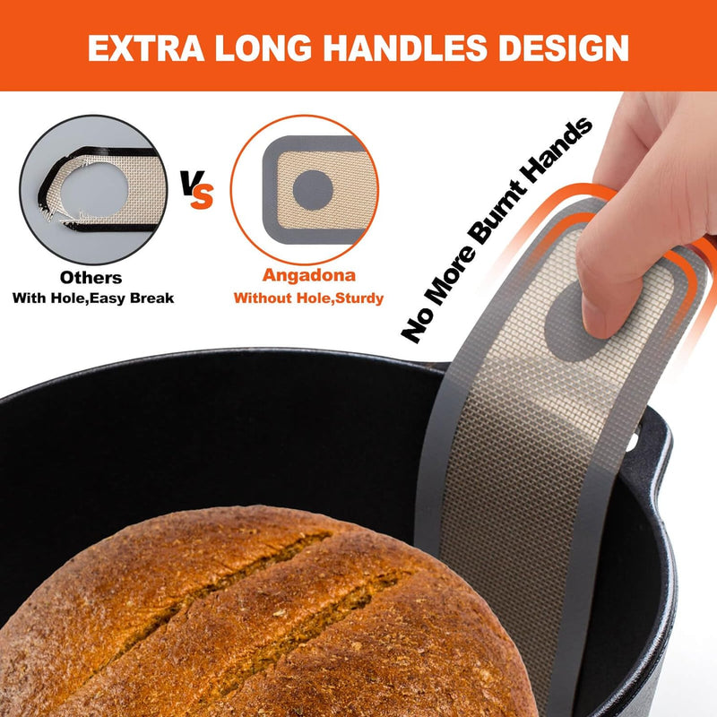 Silicone Bread Sling Dutch Oven - Non-Stick  Easy Clean Baking Mat with Long Handles and Grey Dough Liner