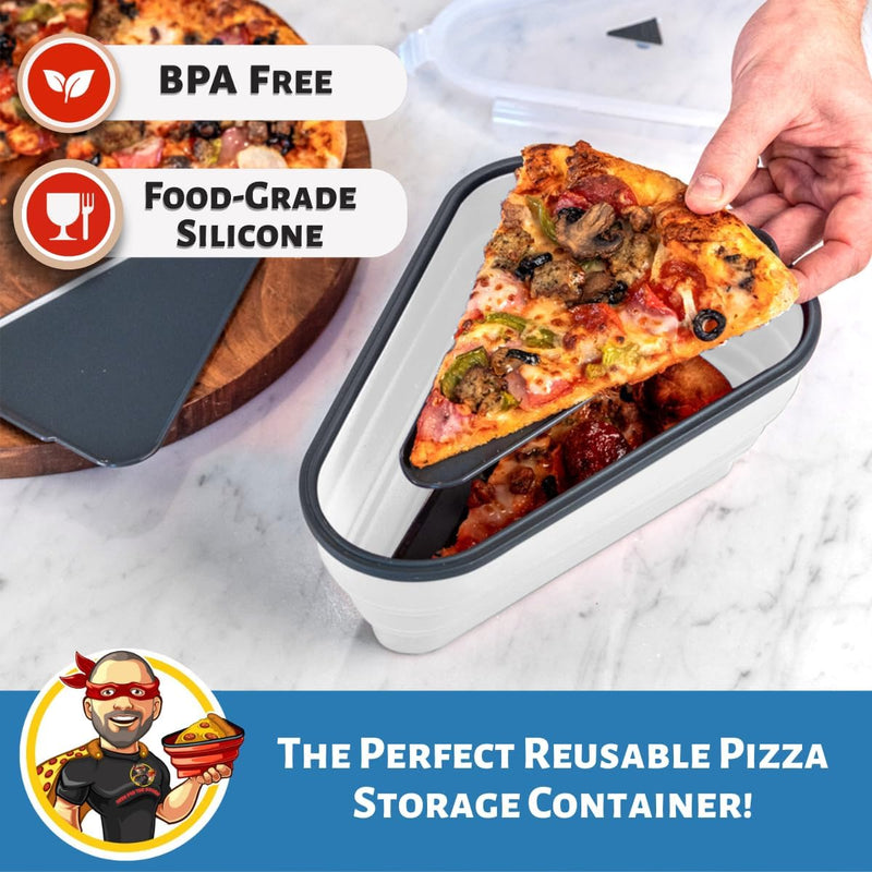 The Perfect Pizza Pack - Reusable Pizza Storage Container with 5 Microwavable Trays - BPA-Free Organizer for Space-Saving Red